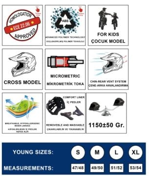 Sway FS-618 Alert Full Face Kask Siyah-Kırmızı YL Beden (51-52cm)