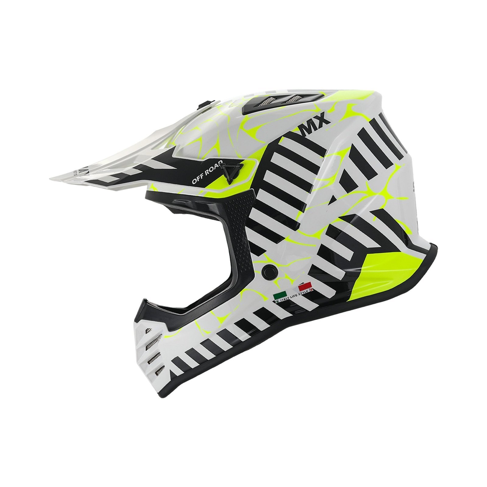 Sway FS-618 Alert Full Face Kask Beyaz-Sarı YXL Beden (53-54cm)