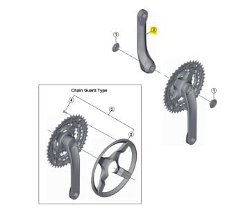 Shimano FC-TY301 175mm Alüminyum Sol Kol Siyah Y1R603100