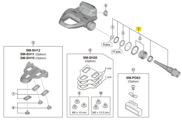 Shimano Dura-Ace PD-R9100 SPD-SL +4mm Sol Pedal Aks Tertibatı YL8898040