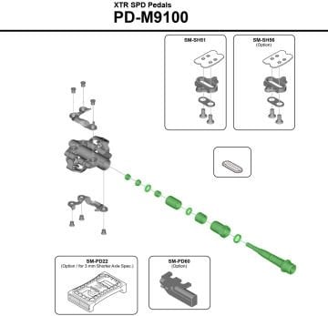 Shimano XTR PD-M9100 SPD Sağ Pedal Aks Grubu YL8D98010