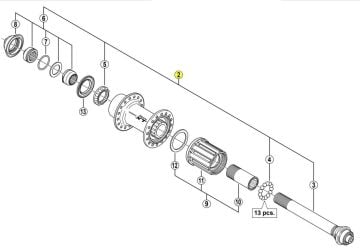 Shimano Deore XT FH-M770/T780 Arka Mil Seti+ Bilyeler Y3CZ98010