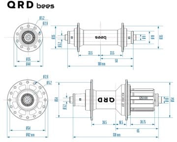 QRD Bees 5x100, 5x130 8-12s Yol/Gravel Göbek Seti Siyah