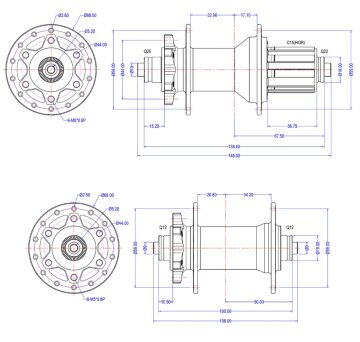 Koozer 450 5x100, 5x135 QR 6 Vida Disk 8-11s HG Mtb Göbek Seti Siyah