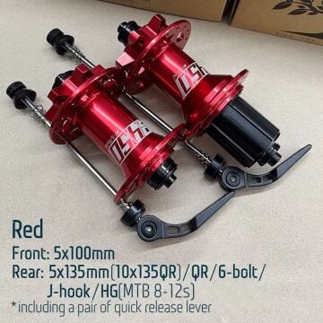 Koozer 450 5x100, 5x135 QR 6 Vida Disk 8-11s HG Mtb Göbek Seti Kırmızı