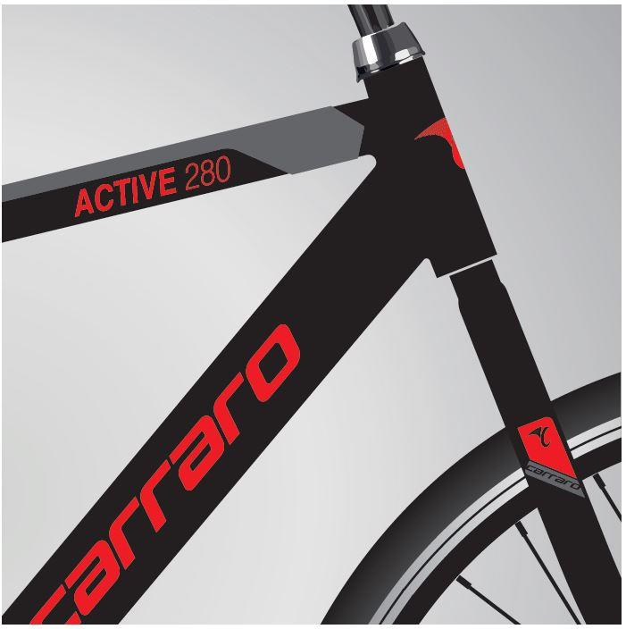 28 Carraro Active 280 21V V-Fren Erkek Şehir Bisikleti 52cm - M.Siyah-K.Gri-Kırmızı