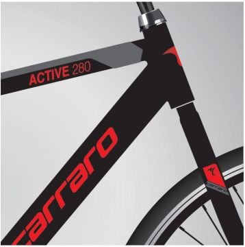 28 Carraro Active 280 21V V-Fren Erkek Şehir Bisikleti 52cm - M.Siyah-K.Gri-Kırmızı