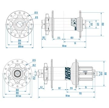 Koozer 650 15x110, 12x148 Sokma Mil 6 Vida Disk 8-11s HG Mtb Göbek Seti Siyah