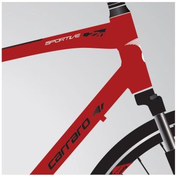 28 Carraro Sportive 220 21v V-Fren Erkek Şehir Bisikleti 46cm - M.Krom Kırmızı-Siyah