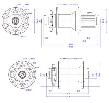 Koozer 450 5x100, 5x135 QR 6 Vida Disk 8-11s HG Mtb Göbek Seti Oil-Slick