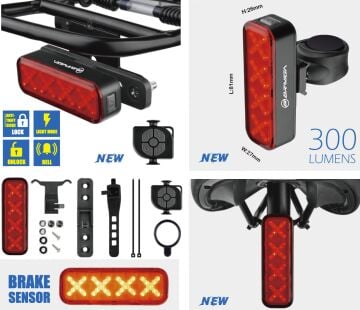 Briviga LW-R300 300 Lümen Usb-C Korna,Alarm ve Fren Sensörlü Kumandalı Bisiklet Arka Lamba
