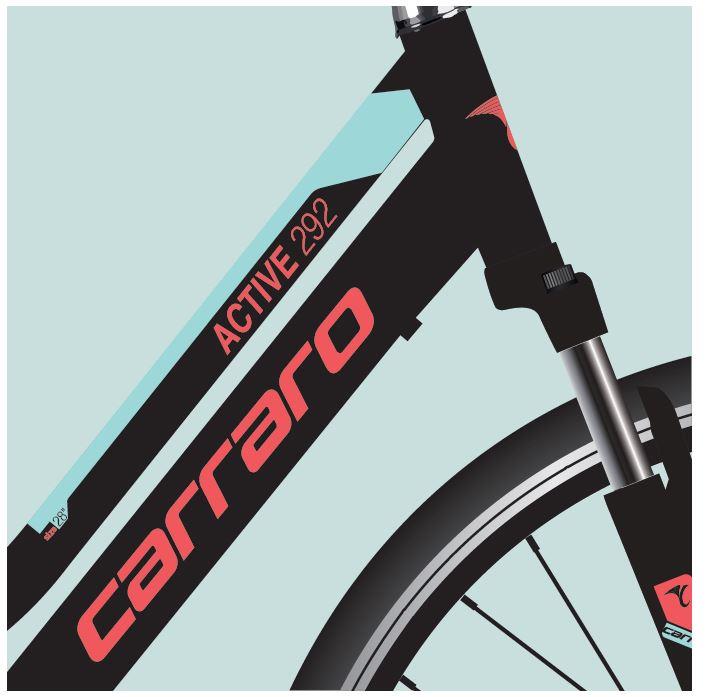 28 Carraro Active 292 21V V-Fren Kadın Şehir Bisikleti M.Siyah-A.Turkuaz - 40cm
