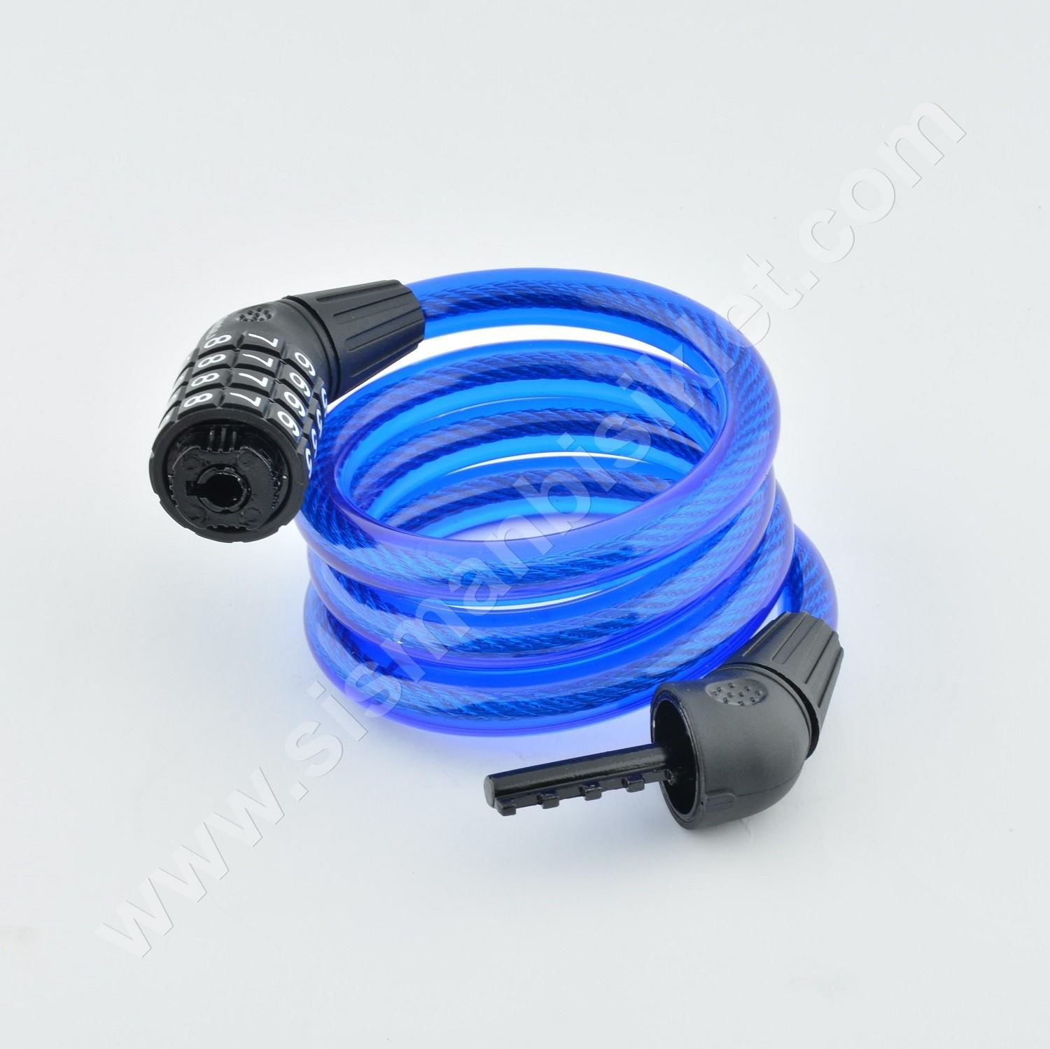 Zhongli 87601 12x1000mm Değiştirebilir Şifreli Çelik Spiral Kilit Mavi