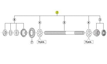 Shimano FH-M665 Arka Mil Seti + Bilyesi Y3D398030