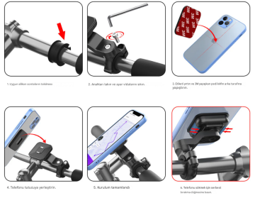 Briviga PHD-3148A Bisiket/Scooter/Motosiklet Gidon Telefon Tutucu