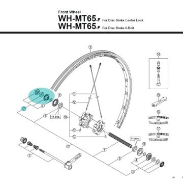 Shimano WH-MT15-A-F/WH-RX05-F Ön Mil Sol Kilit Somunu Ünitesi Y4FL98030