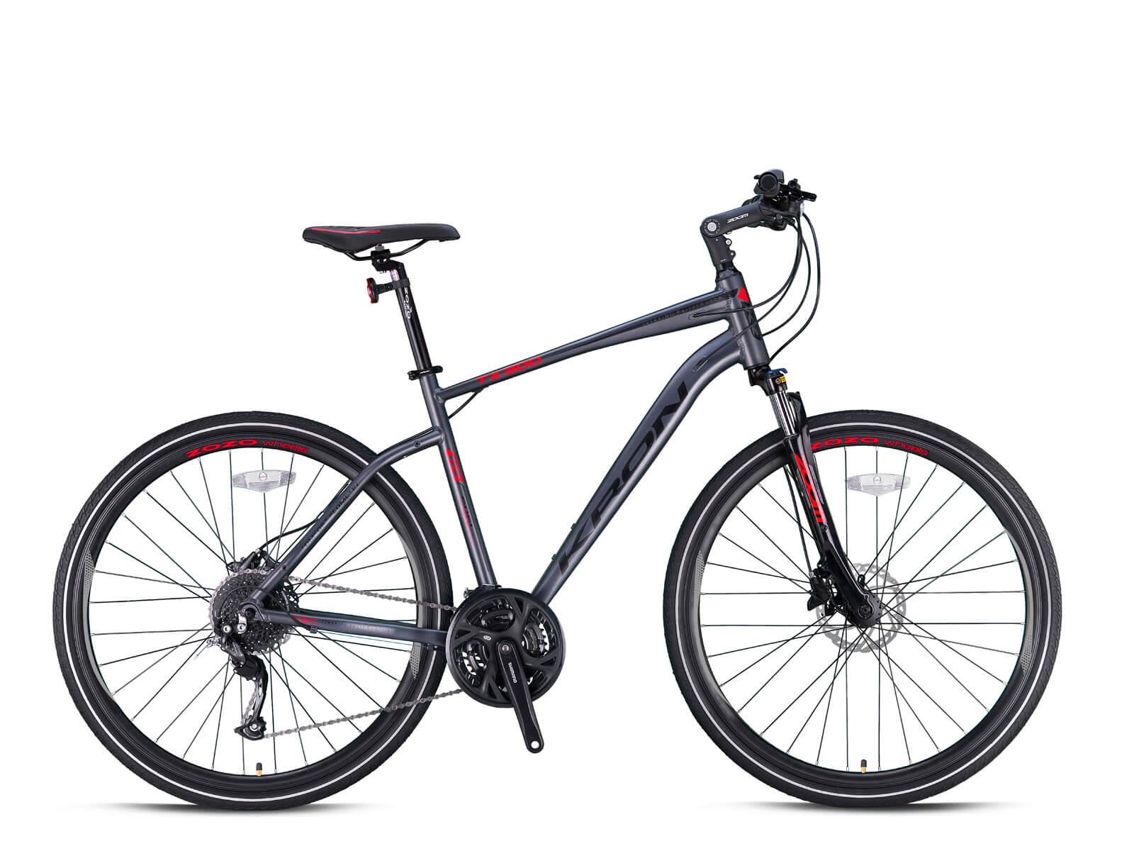 28 Kron TX 300 27v H. Disk Fren Şehir Bisikleti 46cm - M.Füme-Kırmızı-Siyah