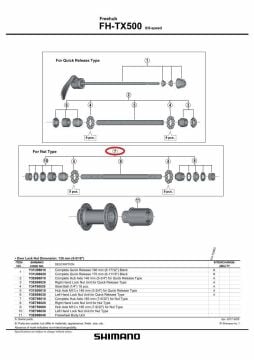 Shimano FH-TX500 185mm Somunlu Arka Mil Seti + Bilyeler Y3E798010