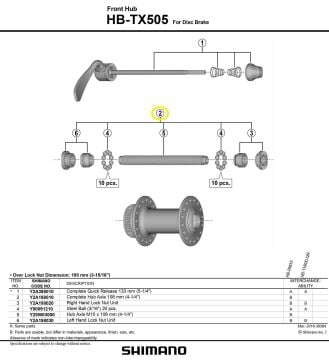 Shimano HB-TX505 108mm QR Ön Mil Seti + Bilyeler Y2A198010