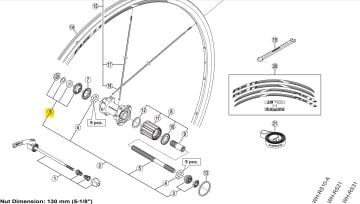 Shimano WH-RS11-R Arka Mil Sol Kilit Somun Ünitesi Y49998200