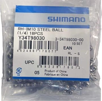 Shimano RH-IM10 1/4'' Çelik, Bisiklet Arka Göbek Bilyesi 18li Paket Y34T98030