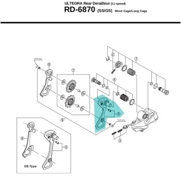Shimano Ultegra RD-6800 Kısa Bacak Arka Aktaracı Dış Kafes Y5YC98070