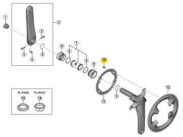 Shimano 105 FC-R7000 39T-MW Aynakol Yaprağı Uyum 53-39T Y1WV39000