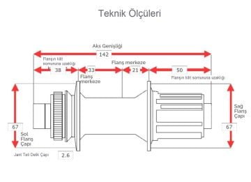 Quando KT-TG5R Thruaxle C.Lock Disk 32h Kaset Uyumlu Arka Göbek