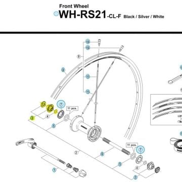 Shimano WH-RS21/RS31/RS61/RS300 Yol Bisikleti Ön Mil Kilit Somun Seti Y49U98020