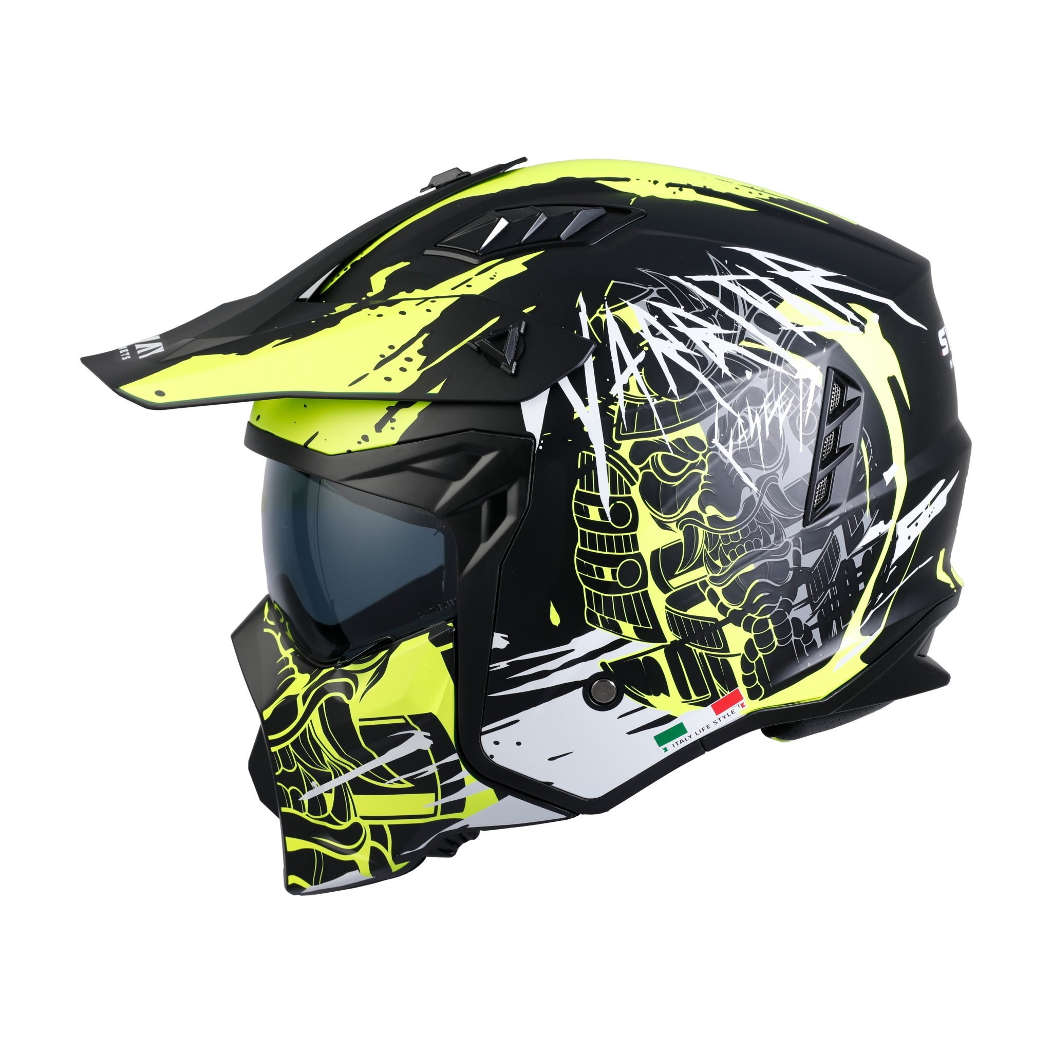 Sway FS-X1 Seul Warrior Full Face Vizörlü Kask Siyah-Sarı-Beyaz S Beden