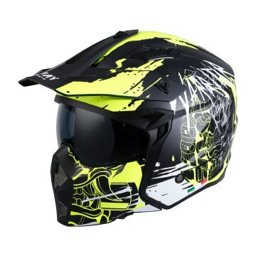 Sway FS-X1 Seul Warrior Full Face Vizörlü Kask Siyah-Sarı-Beyaz S Beden