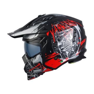 Sway FS-X1 Seul Warrior Full Face Vizörlü Kask Siyah-Gri-Kırmızı S Beden