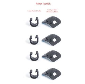 QRD Yapışkanlı Bisiklet Kablo Tutucu Plastik Siyah 4lü Paket