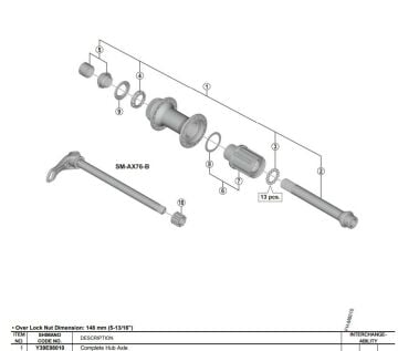 Shimano Deore XT FH-M8010/WH-M8000/M8020  Arka Mil Seti+ Bilyeler Y39E98010
