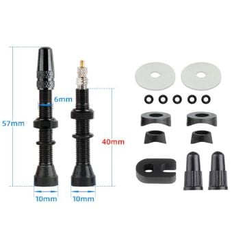 QRD 40mm Alüminyum Tubeless Bisiklet Sibop Seti Siyah