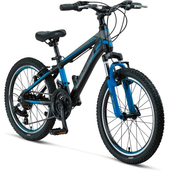 20 Mosso Wildfire 21v V-Fren Çocuk Dağ Bisikleti 28cm - Siyah-Mavi