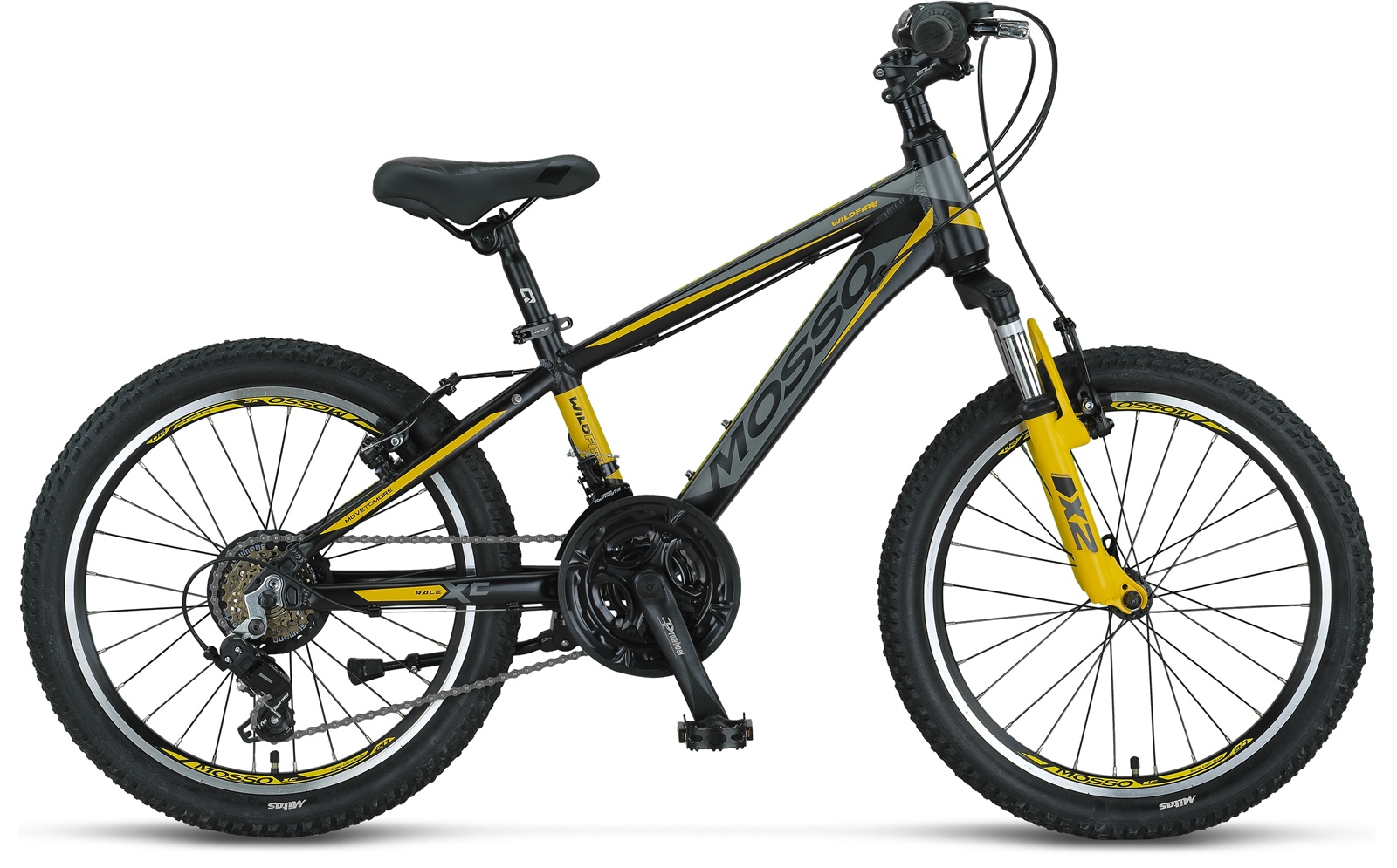 20 Mosso Wildfire 21v V-Fren Çocuk Dağ Bisikleti 28cm - Siyah-Sarı