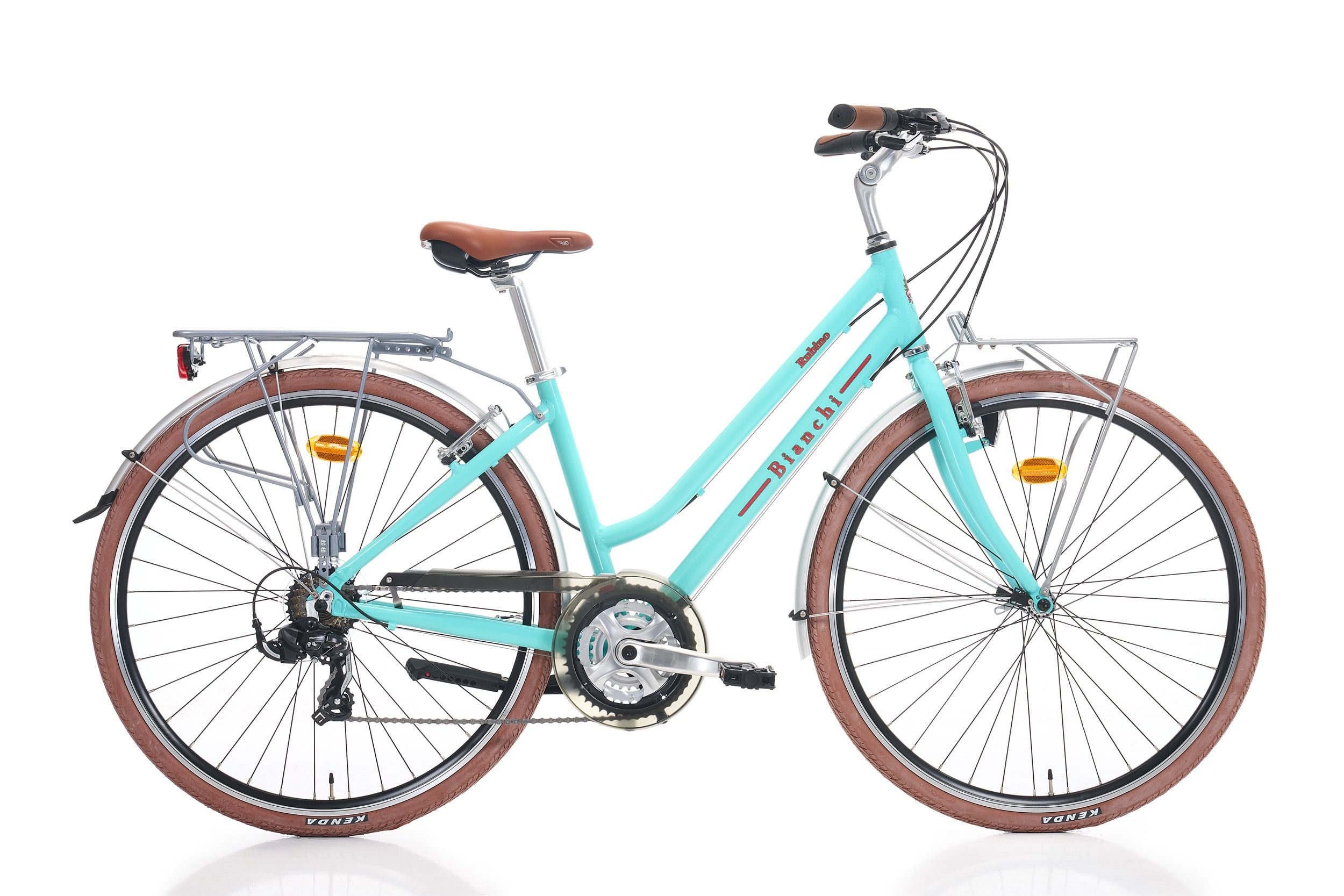 28 Bianchi Rubino Lady Deluxe 21v V-Fren Kadın Şehir Bisikleti Celeste