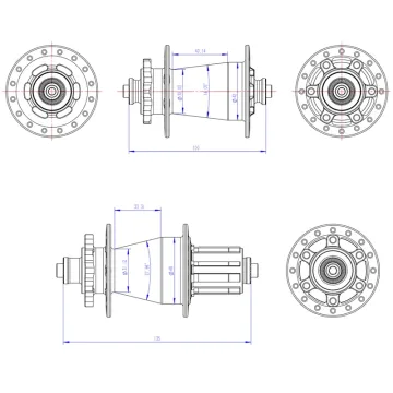 ARC MT-039 32H QR HG Dağ Bisikleti Göbek Seti Siyah