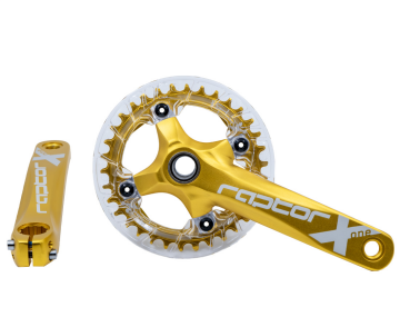 Raptor A23Z-AS322P 34T 170mm Gold Şeffaf Muhafazalı Tekli Aynakol + Orta Göbek