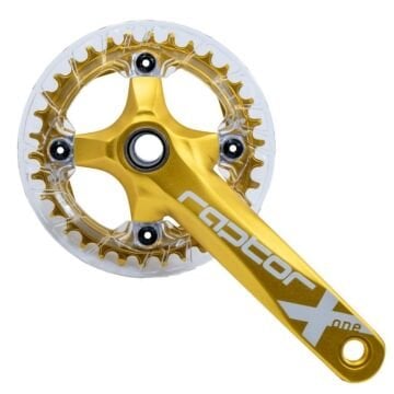 Raptor A23Z-AS322P 34T 170mm Gold Şeffaf Muhafazalı Tekli Aynakol + Orta Göbek