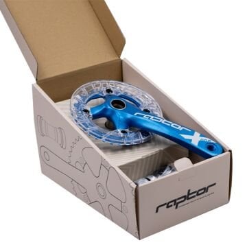 Raptor A23Z-AS322P 34T 170mm Mavi Şeffaf Muhafazalı Tekli Aynakol + Orta Göbek