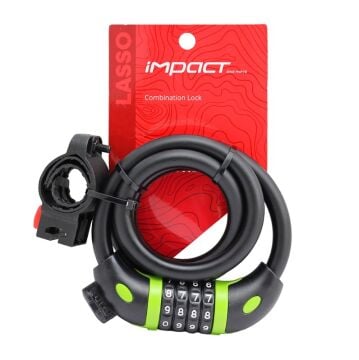 Impact Lasso 12x1000mm Değiştirilebilir Şifreli Kilit + Sabitleme Aparatı Siyah-Yeşil