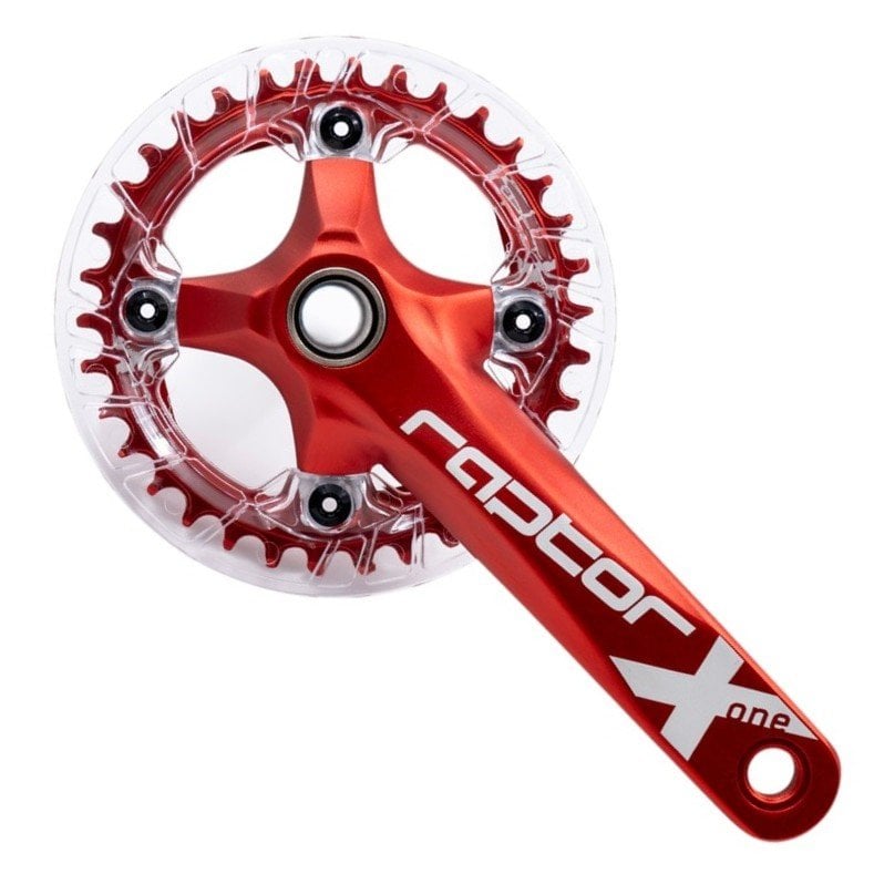 Raptor A23Z-AS322P 34T 170mm Kırmızı Şeffaf Muhafazalı Tekli Aynakol + Orta Göbek