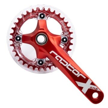 Raptor A23Z-AS322P 34T 170mm Kırmızı Şeffaf Muhafazalı Tekli Aynakol + Orta Göbek