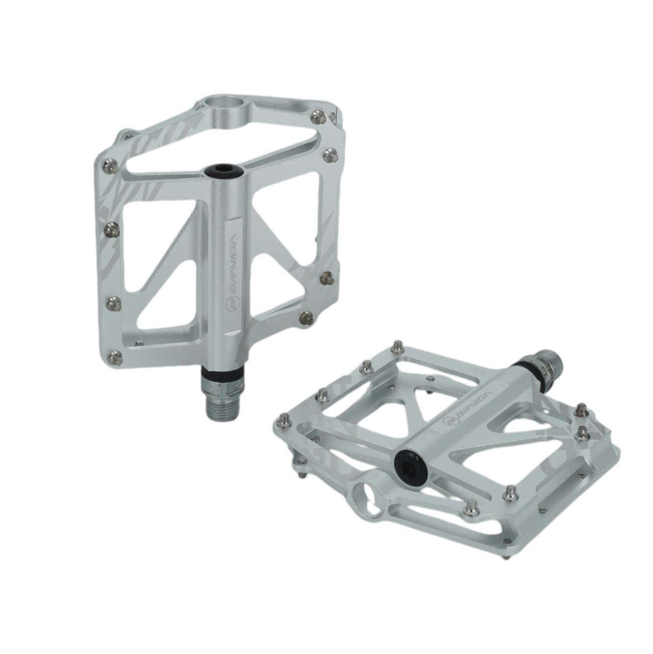 Briviga PDL-3304 110x111mm Mtb Alüminyum CNC Rulmanlı Platform Pedal Gümüş