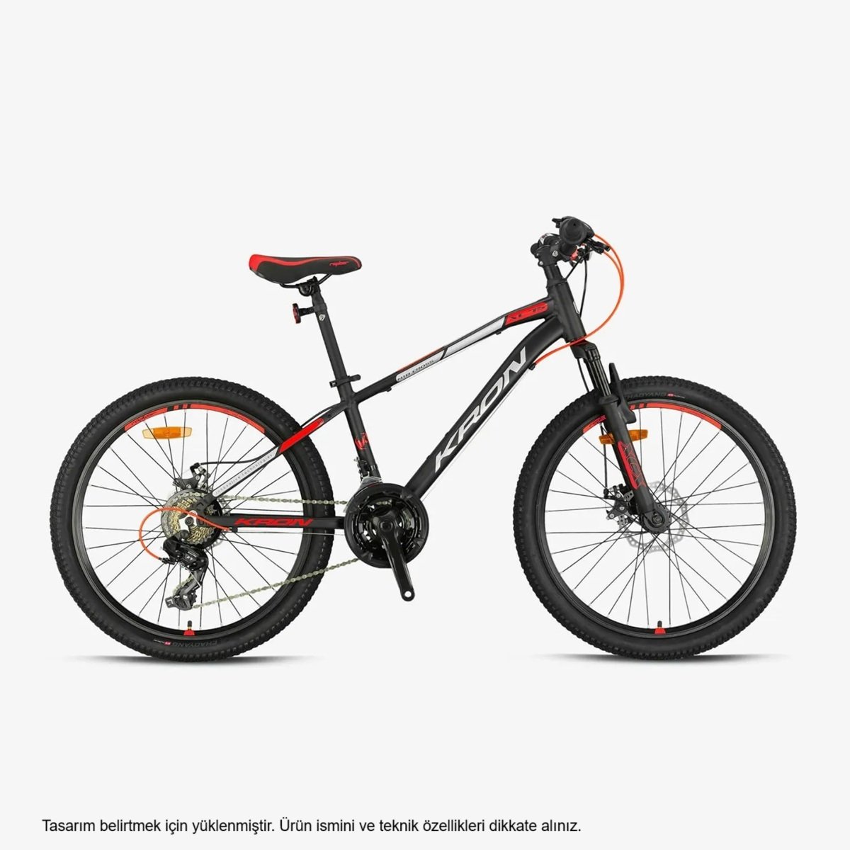 24 Kron XC 75 21v M.Disk Fren Erkek Çocuk Bisikleti 33cm - M.Siyah-Gri-Kırmızı