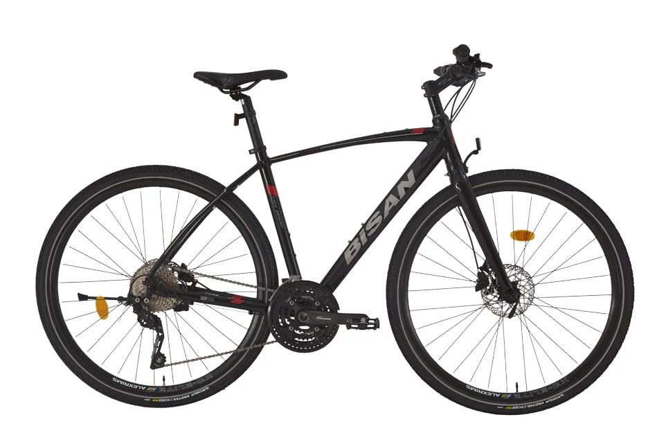 28 Bisan TRX 8600 Deore 30v Sabit Maşa H.Disk Fren Şehir Bisikleti 54cm - Siyah-Kırmızı