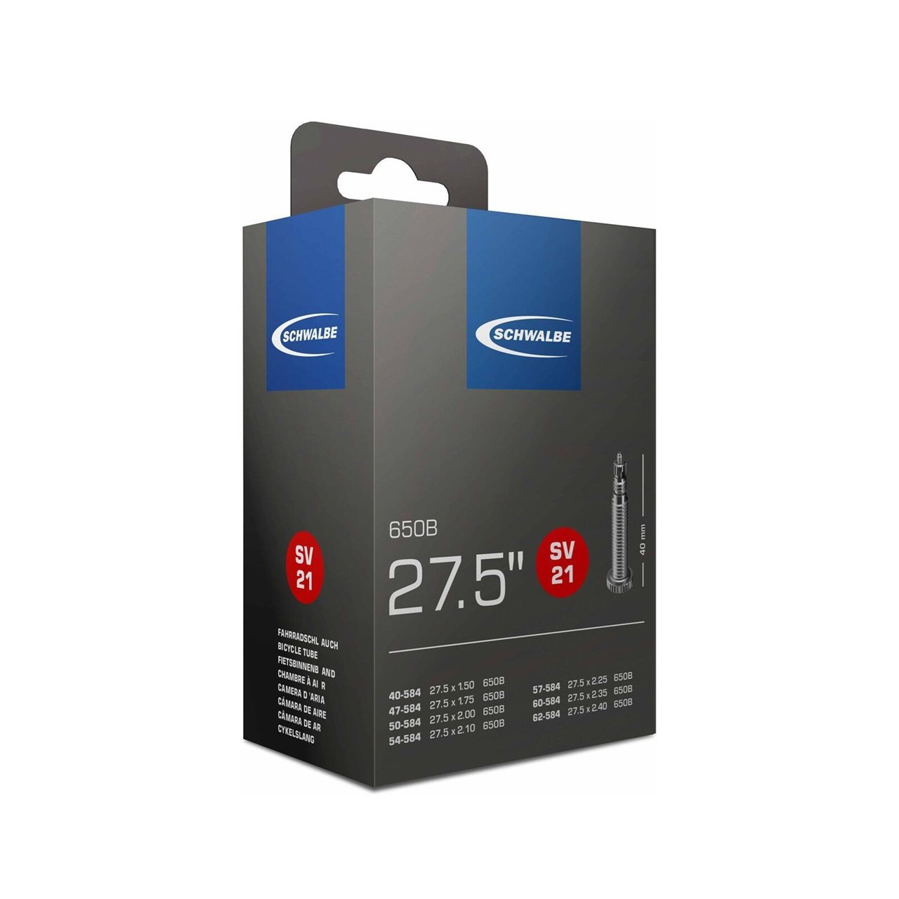 Schwalbe 27.5x1.50-2.40 SV21 FV40mm İnce Sibop Bisiklet İç Lastik