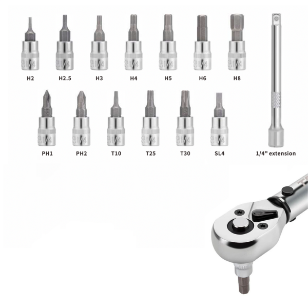 Toopre 2-24 Nm Ayarlanabilir 15 Parça 1/4'' Tork Anahtarı